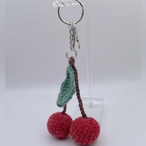 Crochet Cherry Keychain